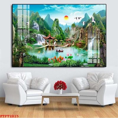 File gốc Tranh sơn thủy thác nước FTPT2015 (dành cho trang trí nội thất)