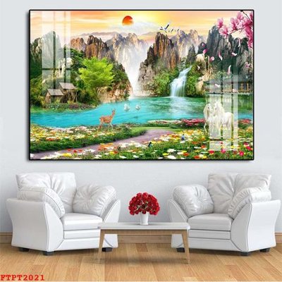 File gốc Tranh sơn thủy thác nước FTPT2021 (PNG) không nền chất lượng