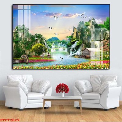File tranh Tranh sơn thủy thác nước FTPT2029 (ảnh gốc) cho in ấn kỹ thuật số