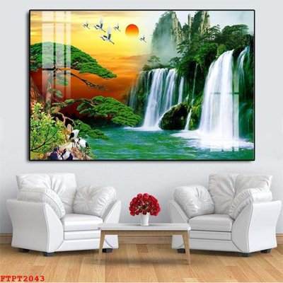 File ảnh Tranh sơn thủy thác nước FTPT2043 (gốc) in biển hiệu