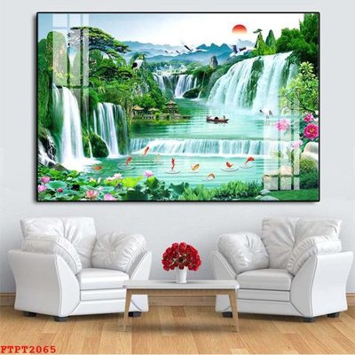 File ảnh Tranh sơn thủy thác nước FTPT2065 (gốc) in PP, decal