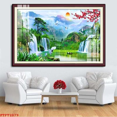 File PSD Tranh sơn thủy thác nước FTPT2079 (gốc) cho in quảng cáo