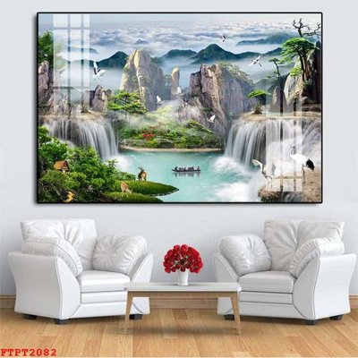 File tranh quảng cáo Tranh sơn thủy thác nước FTPT2082 (download file gốc)