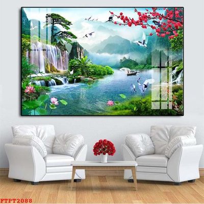 Tải file PSD Tranh sơn thủy thác nước FTPT2088 (nguyên layer) để in