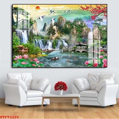Tải file Tranh sơn thủy thác nước FTPT2100 (gốc) in trên mọi chất liệu