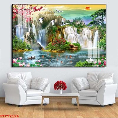 File tranh Tranh sơn thủy thác nước FTPT2124 (bản gốc) in canvas