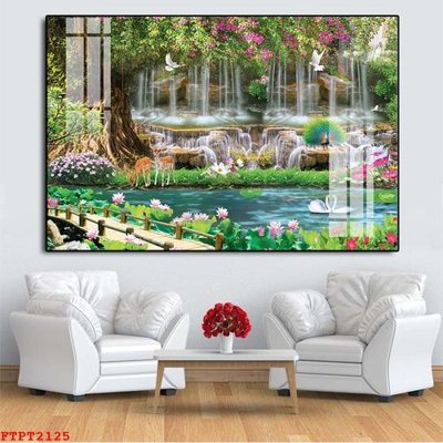 File in ấn Tranh sơn thủy thác nước FTPT2125 chuyên nghiệp