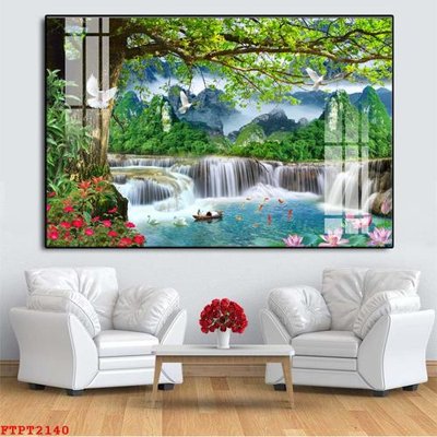 File gốc Tranh sơn thủy thác nước FTPT2140 (cho in ấn) độc quyền