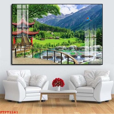 File tranh Tranh sơn thủy thác nước FTPT2141 (gốc) in film