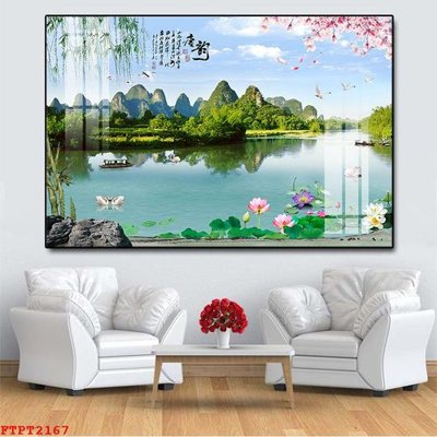 Tải file Tranh sơn thủy thác nước FTPT2167 (ảnh gốc) in tranh kính