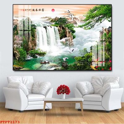 File gốc Tranh sơn thủy thác nước FTPT2173 (trang trí) phòng ngủ