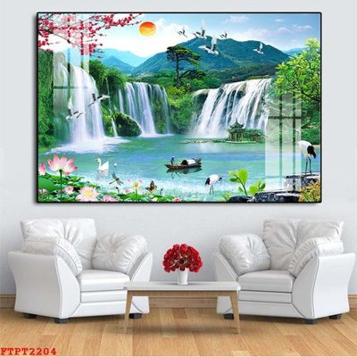 File gốc Tranh sơn thủy thác nước FTPT2204 (chuẩn màu) cho in offset