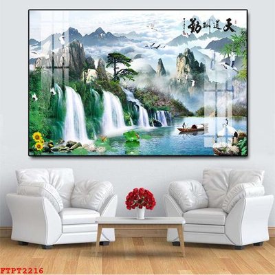 File tranh gốc Tranh sơn thủy thác nước FTPT2216 (bản quyền) Filetranh.com