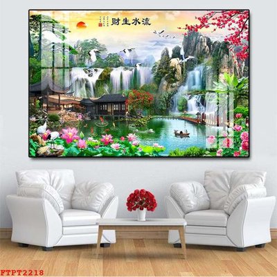 Tải file Tranh sơn thủy thác nước FTPT2218 (PSD) cho in ấn quảng cáo
