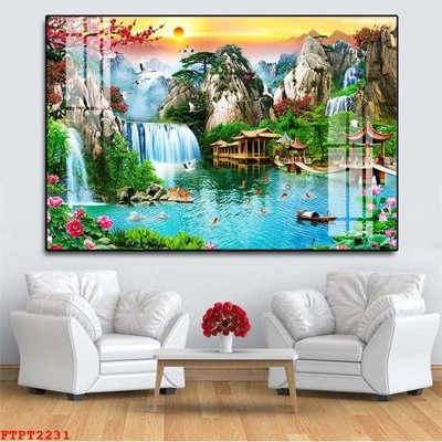 Tải file gốc Tranh sơn thủy thác nước FTPT2231 (bản PSD) còn layer