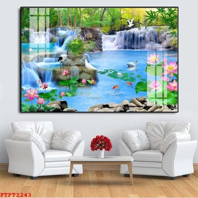 File tranh quảng cáo Tranh sơn thủy thác nước FTPT2243 (file gốc) chuyên nghiệp