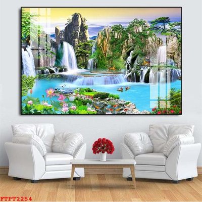 File PSD Tranh sơn thủy thác nước FTPT2254 (bản gốc) cho nhà in