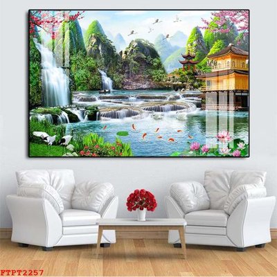 Download file Tranh sơn thủy thác nước FTPT2257 (gốc) cho xưởng in