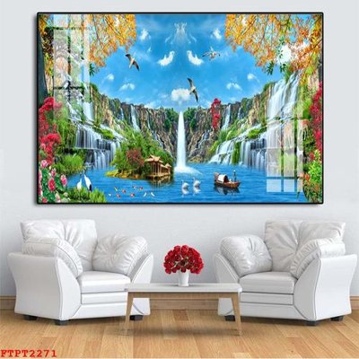 Tải file Tranh sơn thủy thác nước FTPT2271 (gốc) để in ấn ngay