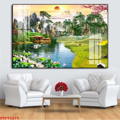 File tranh Tranh sơn thủy thác nước FTPT2279 (ảnh gốc) độc quyền