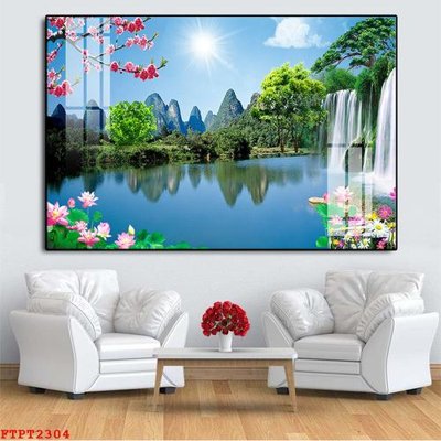 File gốc Tranh sơn thủy thác nước FTPT2304 (Filetranh.com) Tranh sơn thủy thác nước FTPT2304