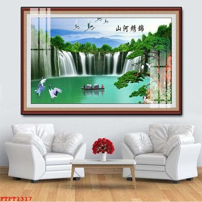 File in mica Tranh sơn thủy thác nước FTPT2317 (bản gốc) sắc sảo