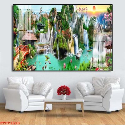 Download file Tranh sơn thủy thác nước FTPT2323 (chuẩn in) Tranh sơn thủy thác nước FTPT2323