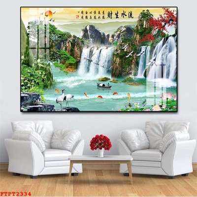 File PSD Tranh sơn thủy thác nước FTPT2334 (gốc) cho in quảng cáo