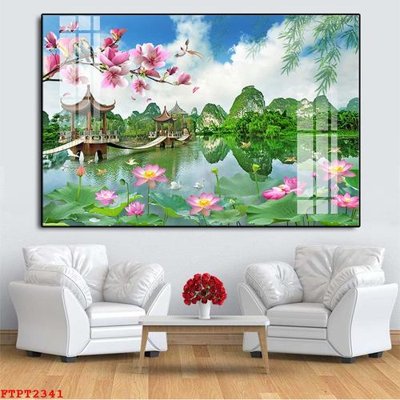 Chi tiết file ảnh Tranh sơn thủy thác nước FTPT2341 sắc nét