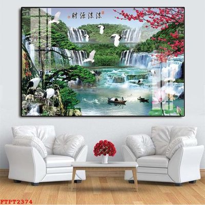 Tệp tin gốc Tranh sơn thủy thác nước FTPT2374 (chất lượng cao) Tranh sơn thủy thác nước FTPT2374