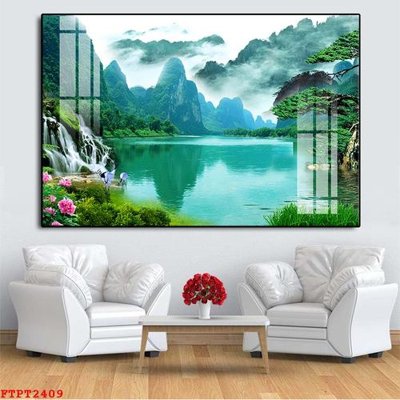 File ảnh Tranh sơn thủy thác nước FTPT2409 (gốc) in Hiflex