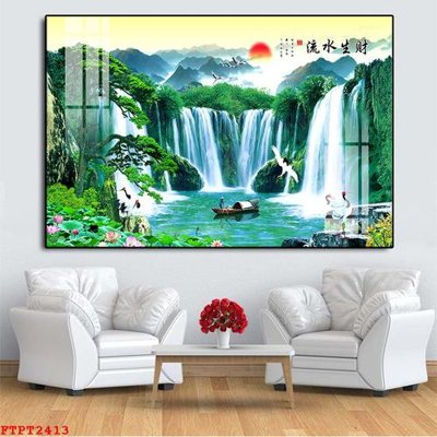 Tải file Tranh sơn thủy thác nước FTPT2413 (PSD) cho in tranh kính