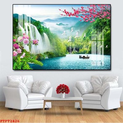 File tranh Tranh sơn thủy thác nước FTPT2426 (ảnh gốc) cho in ấn kỹ thuật số