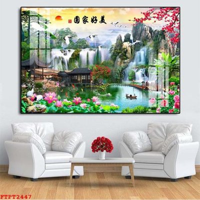 File gốc Tranh sơn thủy thác nước FTPT2447 (PNG) nền trong suốt