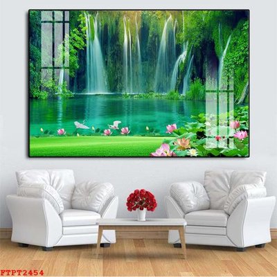 Download file gốc Tranh sơn thủy thác nước FTPT2454 (in mica) trang trí