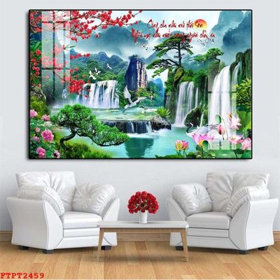 File gốc in ấn Tranh sơn thủy thác nước FTPT2459 (sẵn sàng tải về)