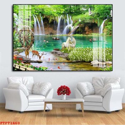 File ảnh Tranh sơn thủy thác nước FTPT2460 (gốc) in biển hiệu