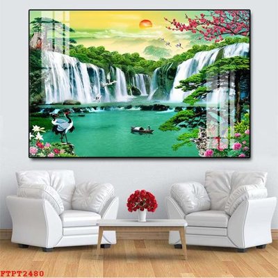 File gốc Tranh sơn thủy thác nước FTPT2480 (vector) cho in ấn