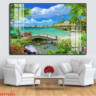 Download file Tranh sơn thủy thác nước FTPT2550 (gốc) cho xưởng in