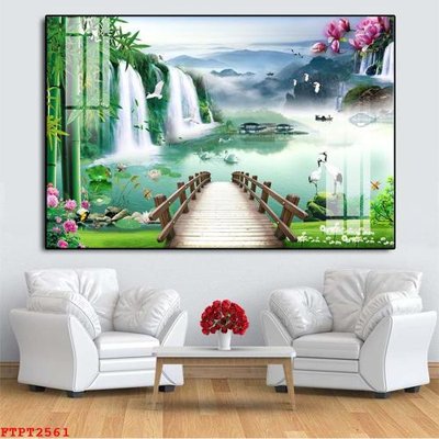 Tải file tranh gốc Tranh sơn thủy thác nước FTPT2561 chất lượng cao