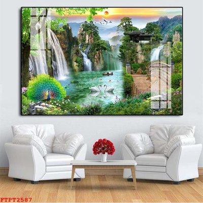 File tranh Tranh sơn thủy thác nước FTPT2587 (ảnh gốc) in trần xuyên sáng