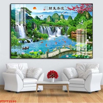File tranh trang trí Tranh sơn thủy thác nước FTPT2590 (tải file gốc)