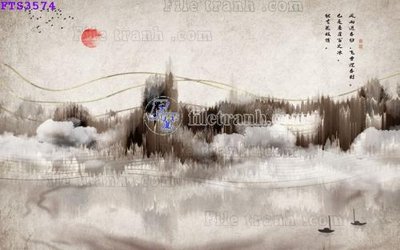 File tranh gốc in trần nhà File in tranh tường hiện đại FTS3574 3D