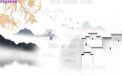 File tranh in trần 3D File in tranh tường hiện đại FTS3899 (ảnh gốc)