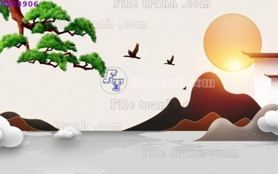 File tranh gốc in trần nhà File in tranh tường hiện đại FTS3906 3D