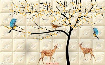 Ảnh gốc Tranh tường 3d tối giản hiện đại FTTG7281 (độ nét cao) in tráng gương