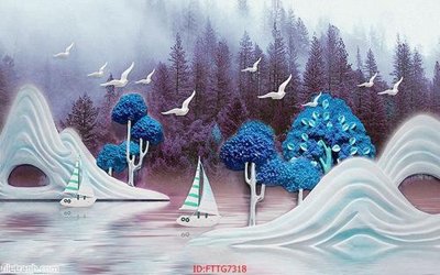 File in trần Tranh tường 3d tối giản hiện đại FTTG7318 (bản gốc) bầu trời