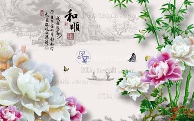 File gốc File tranh in tường giả ngọc GN2004 (in mica) trang trí