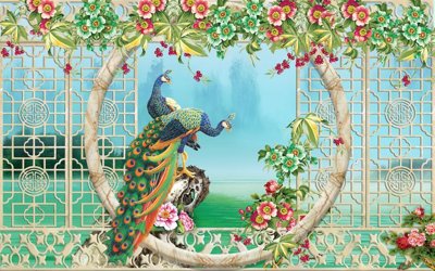 File gốc File tranh in tường giả ngọc GN3107 (in tráng gương) sang trọng