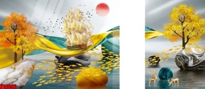 Tải file File tranh gốc in tranh tường nền tổng hợp H14092 (PSD) cho in tranh 3D